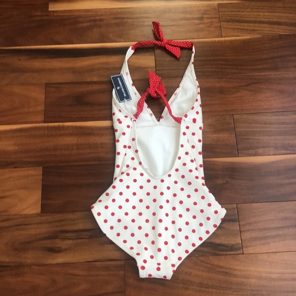 ISLAND COMPANY ONE PIECE BATHING SUIT SIZE XSMALL WHITE W/RED POLKA DOTS NEW - Picture 2 of 8